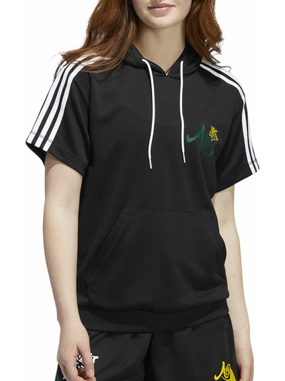 Adidas Candace Parker Ace Short Sleeve Hoodie Size S 3 Stripes Sporty Athleisure